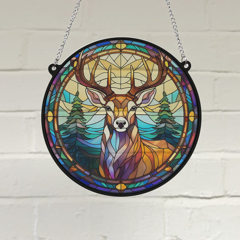 Stag 2 Stained Glass Effect Suncatcher
